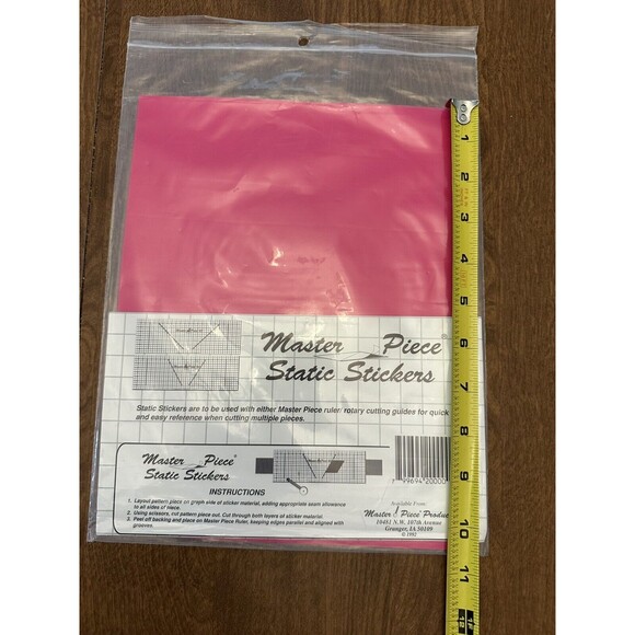 Master Piece Static Stickers For Sewing With Masterpiece Ruler Rotary Guide Pink - Picture 5 of 6